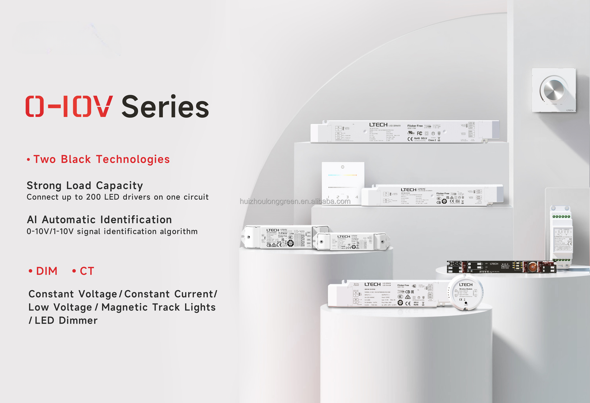 LTECH DIN-711-12A 12-24v 0-10v dimmer driver 010v dimmer controller push dim controller DIN-Rail 1-10V LED Dimming Driver