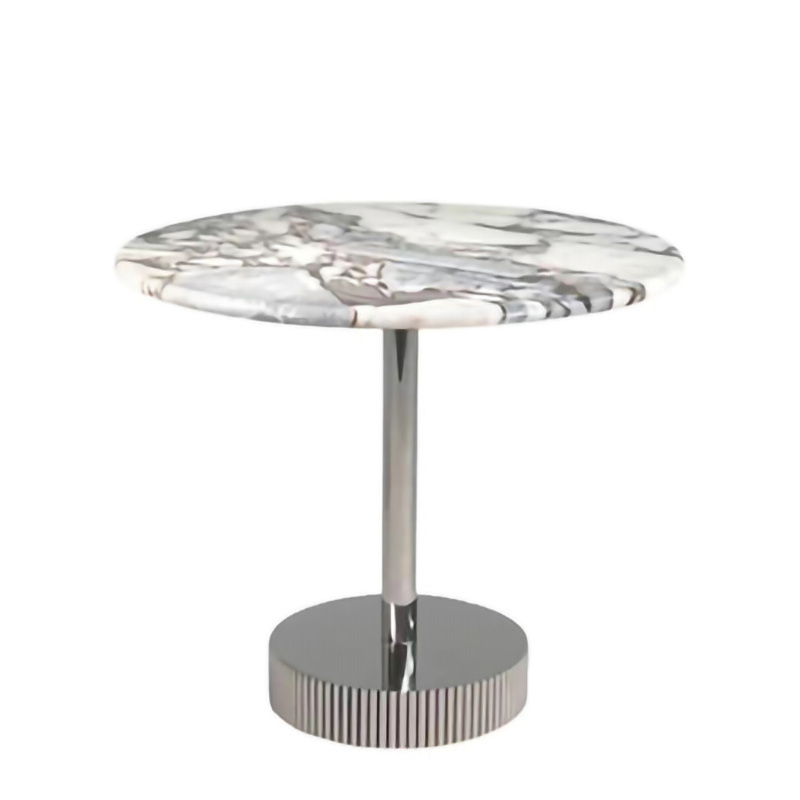 Stainless Steel End Table Living Room Furniture Water Ripple Acrylic Circular Marble Table