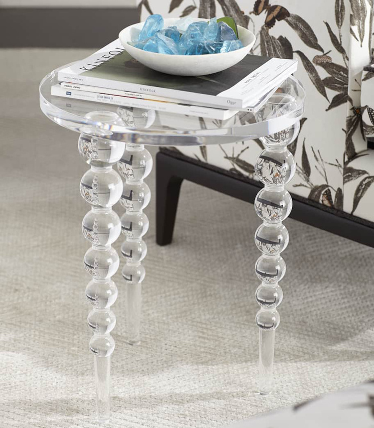 Transparent Round Glass Tea Table Bed Side Ethiopian CoffeeTable Aethiopian Acrylic Coffee Tables