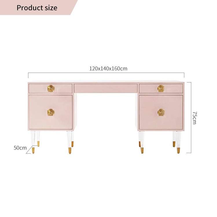 Morandi Color Series Manicure Table 5 Drawers Storage Cabinet Acrylic Leg Wood Vanity Table Dressing Table For Bedroom