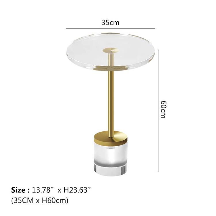 Modern Acrylic Coffee Table  Living Room Furniture Luxury Gold Stainless Steel Side Table Factory Wholesale Small Round Table