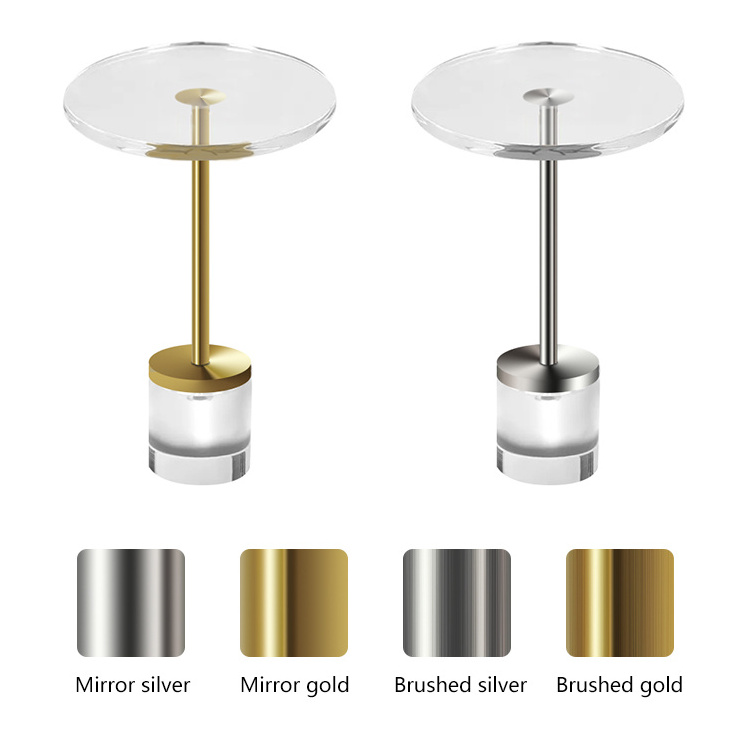 Modern Acrylic Coffee Table  Living Room Furniture Luxury Gold Stainless Steel Side Table Factory Wholesale Small Round Table