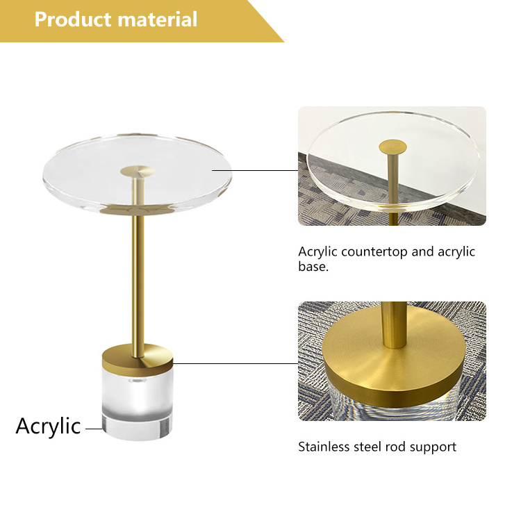 Modern Acrylic Coffee Table  Living Room Furniture Luxury Gold Stainless Steel Side Table Factory Wholesale Small Round Table