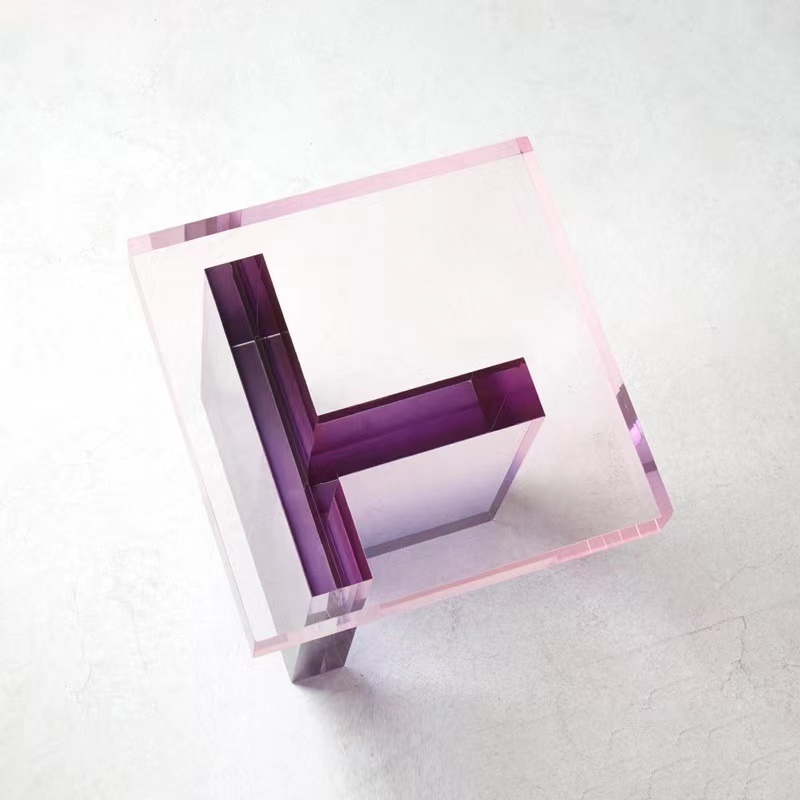 Modern Design Home Decor Display   Pink Purple Small Tea Table Acrylic Furniture Square Coffee Table