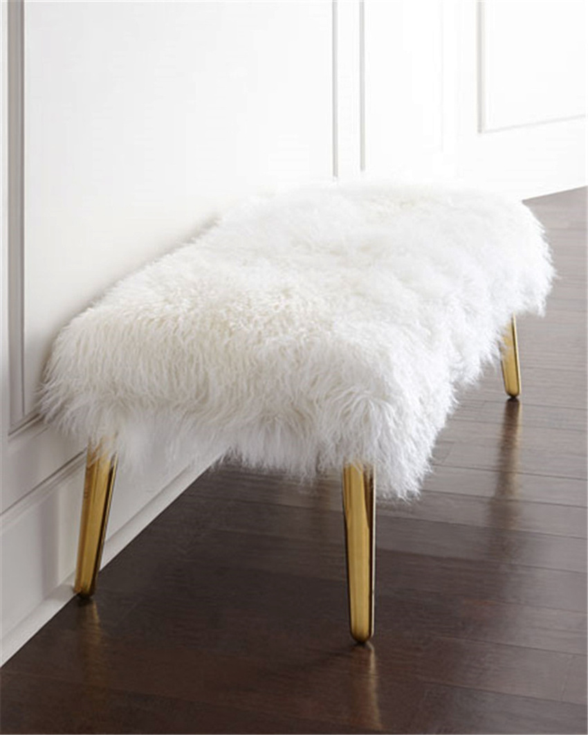 Factory Price Modern Design Stainless Steel Gold Leg Bench For Shoe Stool Wool Bed End Ottoman Bench