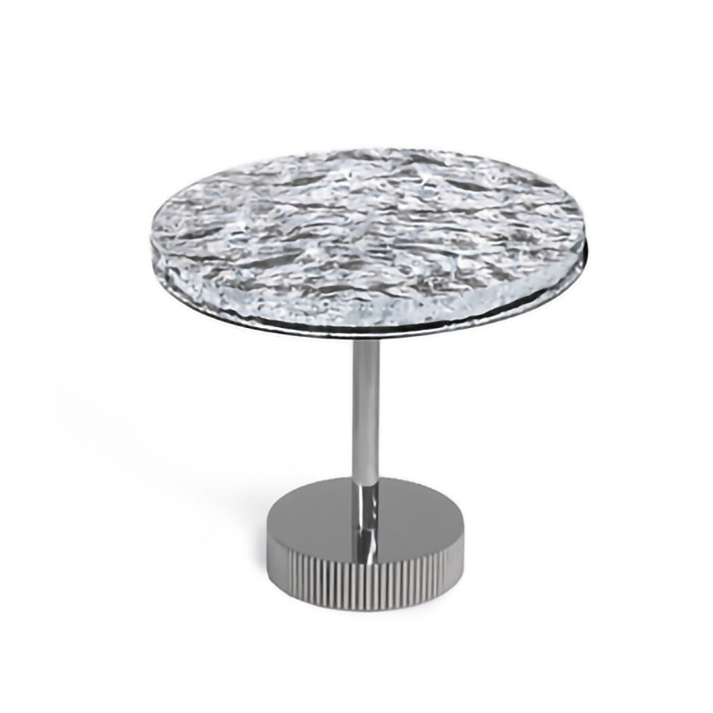 Stainless Steel End Table Living Room Furniture Water Ripple Acrylic Circular Marble Table