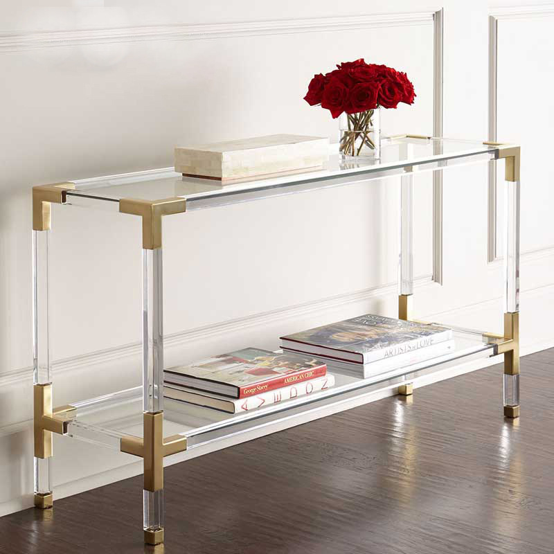 Transparent Acrylic Corner Table Stainless Steel Console Table Acrylic Console Table