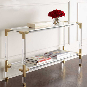 Transparent Acrylic Corner Table Stainless Steel Console Table Acrylic Console Table