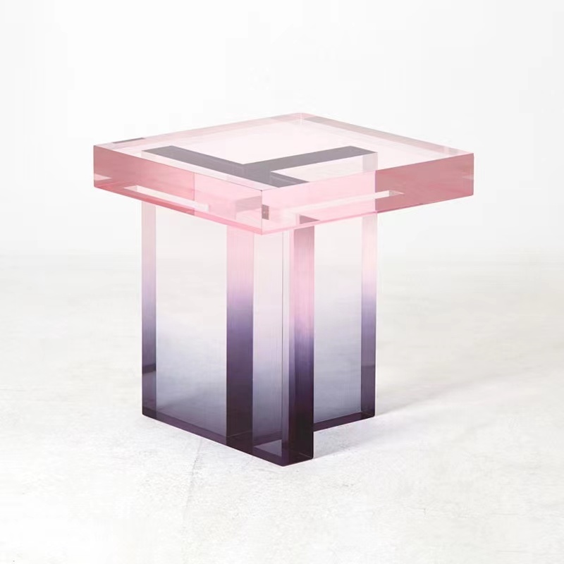 Modern Design Home Decor Display   Pink Purple Small Tea Table Acrylic Furniture Square Coffee Table