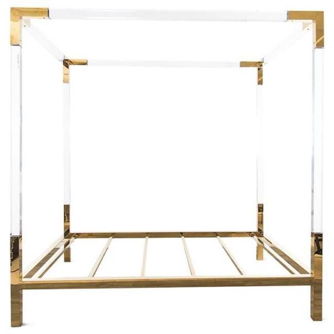 Modern Oem Full Size Golden Luxury Stainless Steel Bed Frame Queen King Size Clear Acrylic Bed Frame