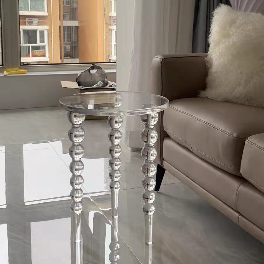 Transparent Round Glass Tea Table Bed Side Ethiopian CoffeeTable Aethiopian Acrylic Coffee Tables