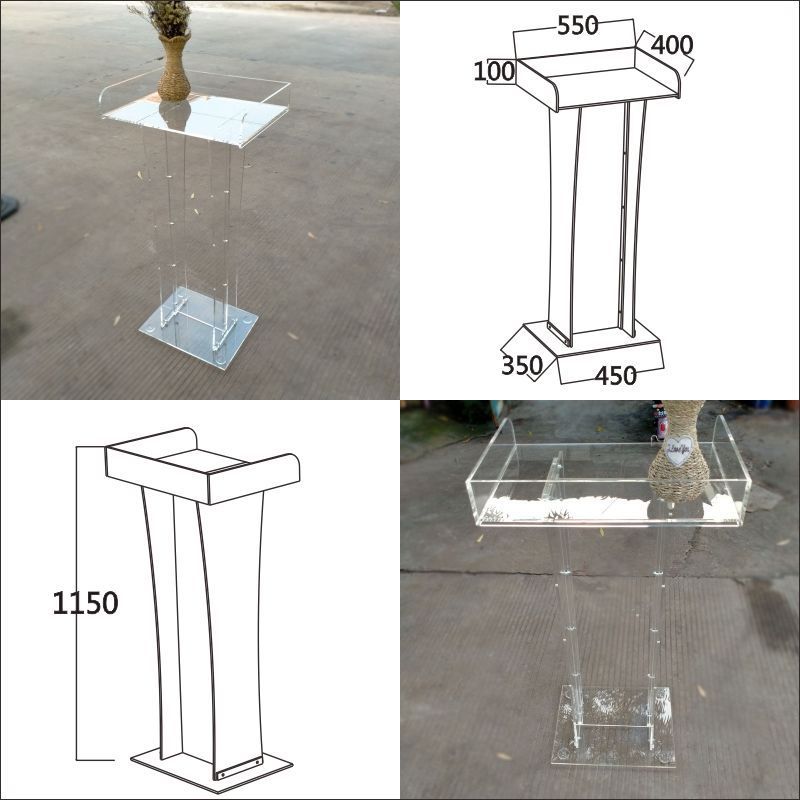 Customized High Quality Acrylic Podium Company College School Meeting Conference Hall Lecture Speech Presentation Acrylic Church