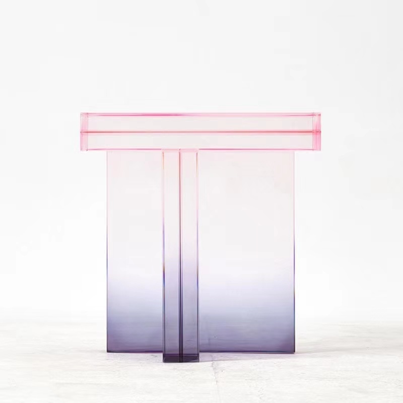 Modern Design Home Decor Display   Pink Purple Small Tea Table Acrylic Furniture Square Coffee Table