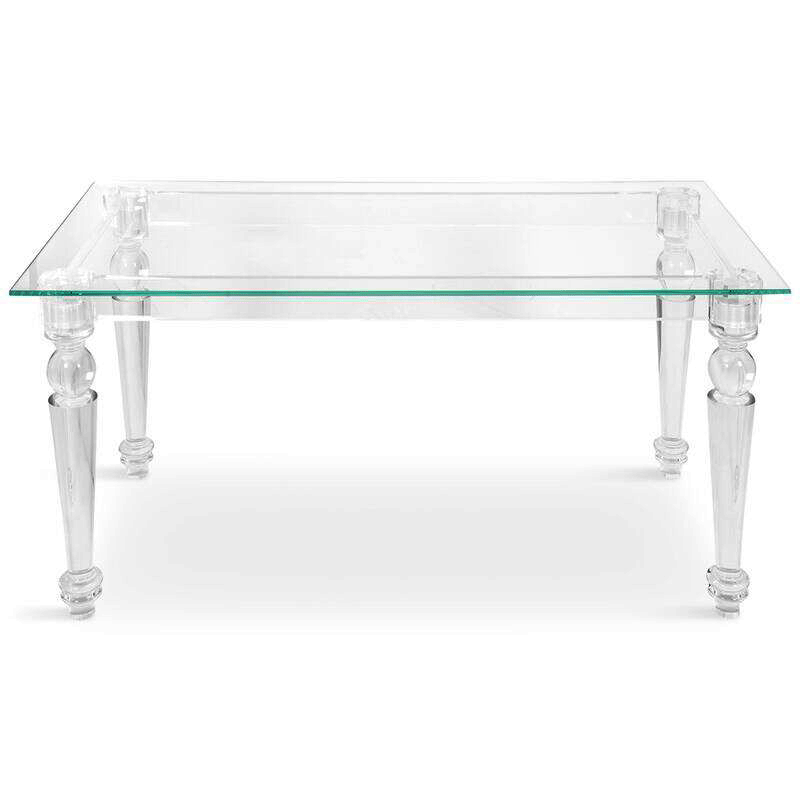 Modern Living Room Furniture Hotel Restaurant 6Set Desk Glass Table Top Acrylic Wedding Table Clear Dining Tables