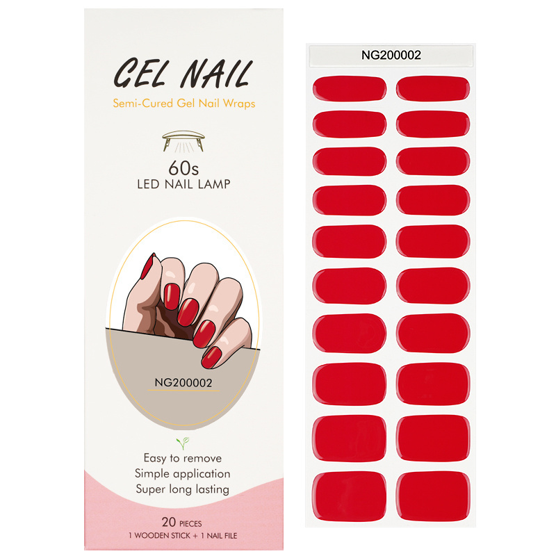 OEM semi-cured nail wrap and semi-cured gel nail sticker gel nail tip