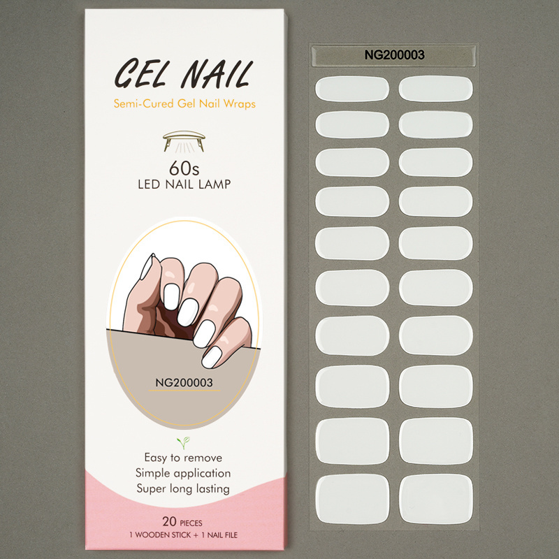 Semicured Nail Wrap Custom Logo Uv Cured Lamp Semi-cured Gel Nail Sticker for Gel Application on Art Nail Home Salon