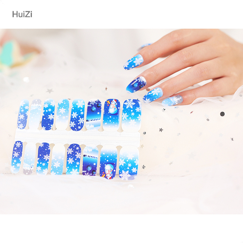 Huizi factory supplier  custom nail wraps 16 Strips Colorful Multi patterned Metallic Shiny gel Nail Art Stickers