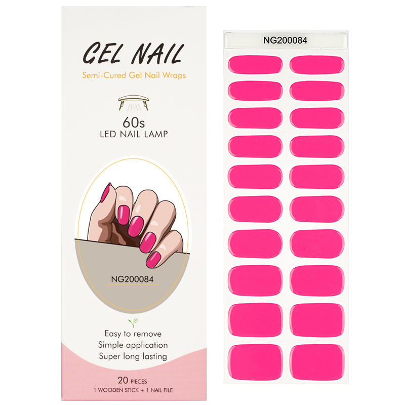 Huizi Uv gel hot selling long lasting full gel nail sticker  semi cured gel nail wraps Press On Nails/Tiktok