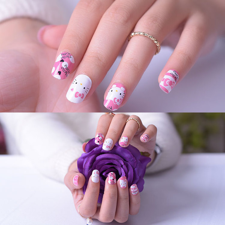 Wholesale high quality cute hello kitty nail polish strips nail stickers