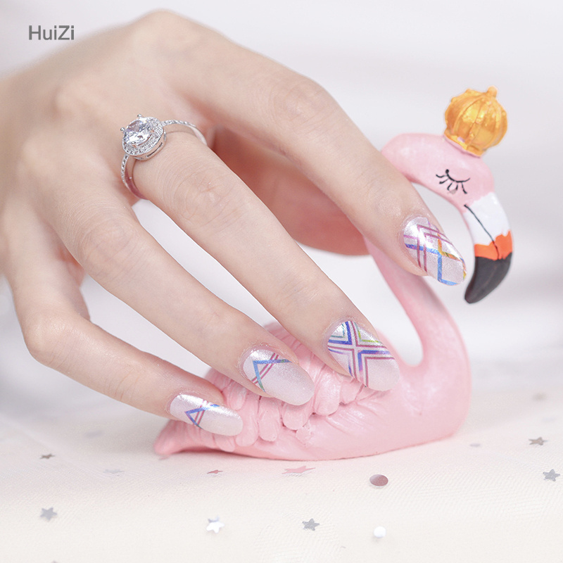 2024 Huizi Eco-friendly nail wrap 3D art nail sticker nail decals