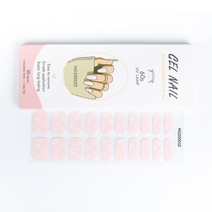 Wholesale New Luxury High Quality gel nail wraps pink flower pattern semi cured gel sticker