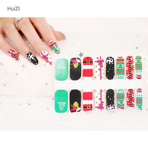 Huizi factory supplier  custom nail wraps 16 Strips Colorful Multi patterned Metallic Shiny gel Nail Art Stickers