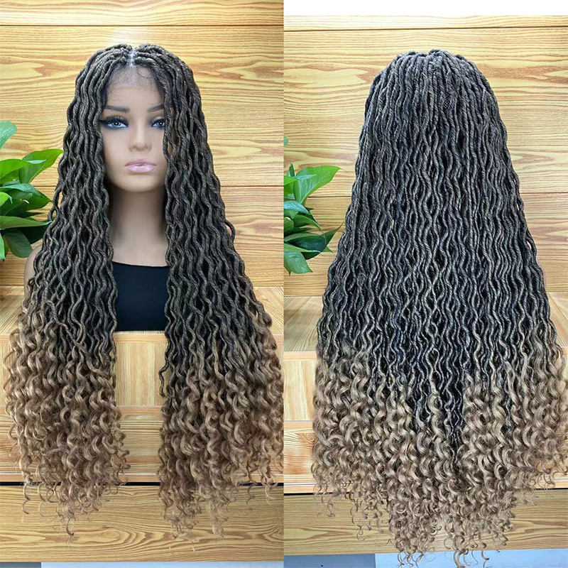 Long Black Headband Dreadlock Wig Synthetic Soft Faux Locs Wigs Braiding Crochet Twist Hair Wigs For Black Women/Men