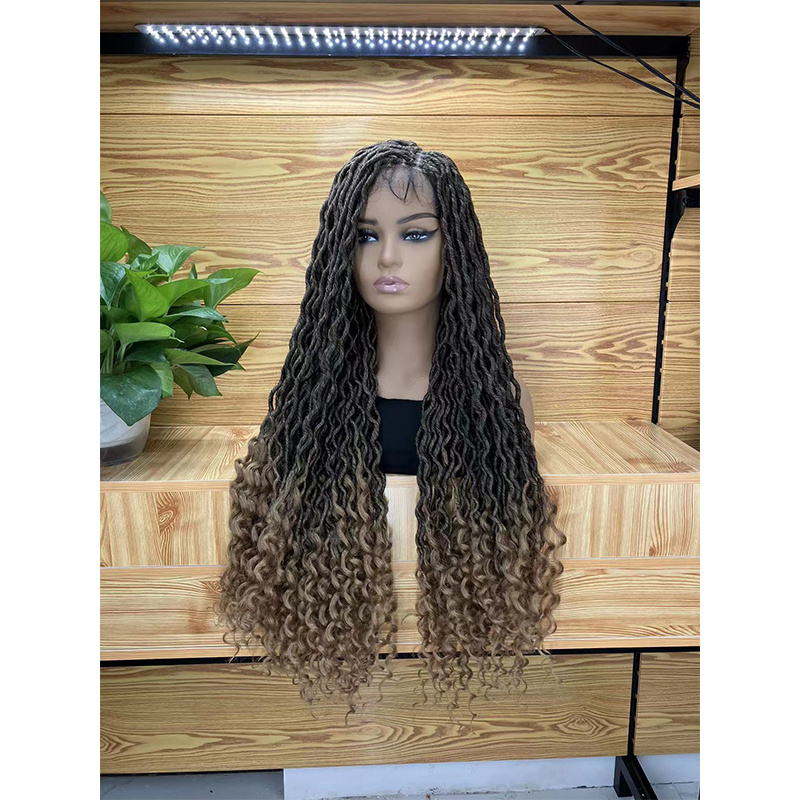 Long Black Headband Dreadlock Wig Synthetic Soft Faux Locs Wigs Braiding Crochet Twist Hair Wigs For Black Women/Men