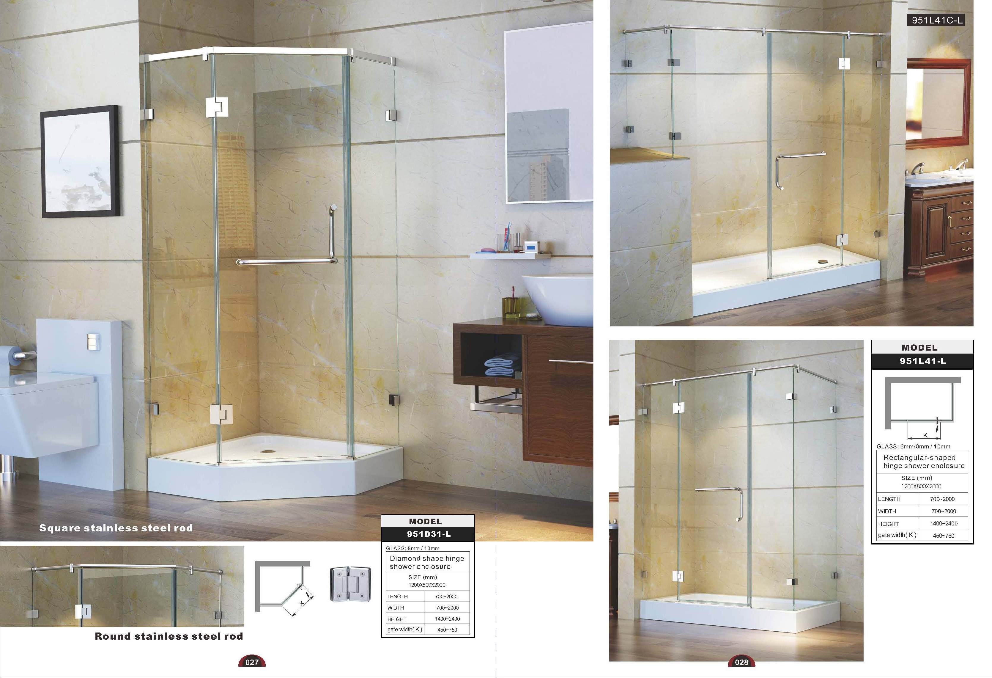 Australian Approval Sanitary Ware Tempered Glass Rectangle Frameless Shower Enclosure 395s32