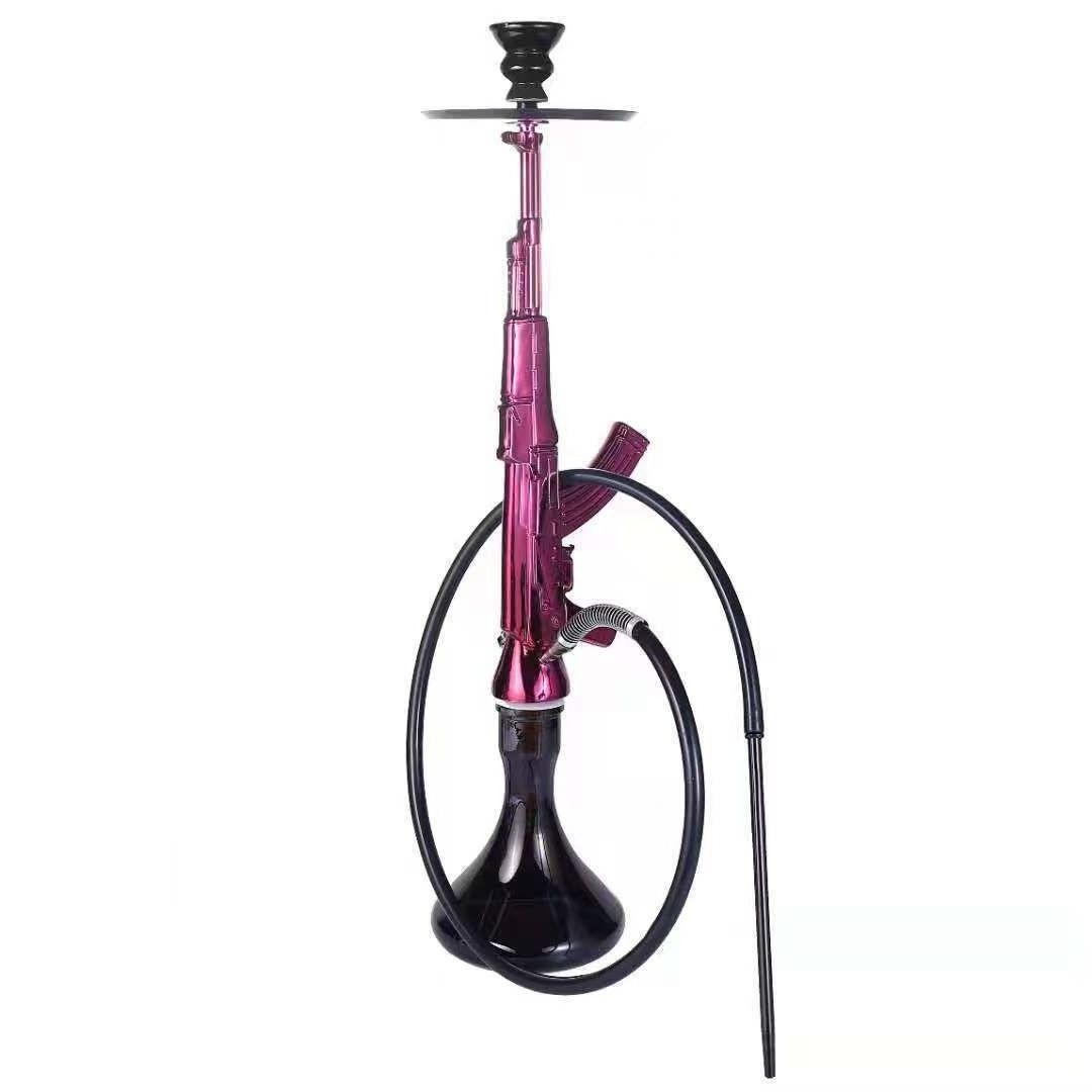 Good Quality wholesale pink hookah gold gun shape huka chicha Resin ak47 hookah