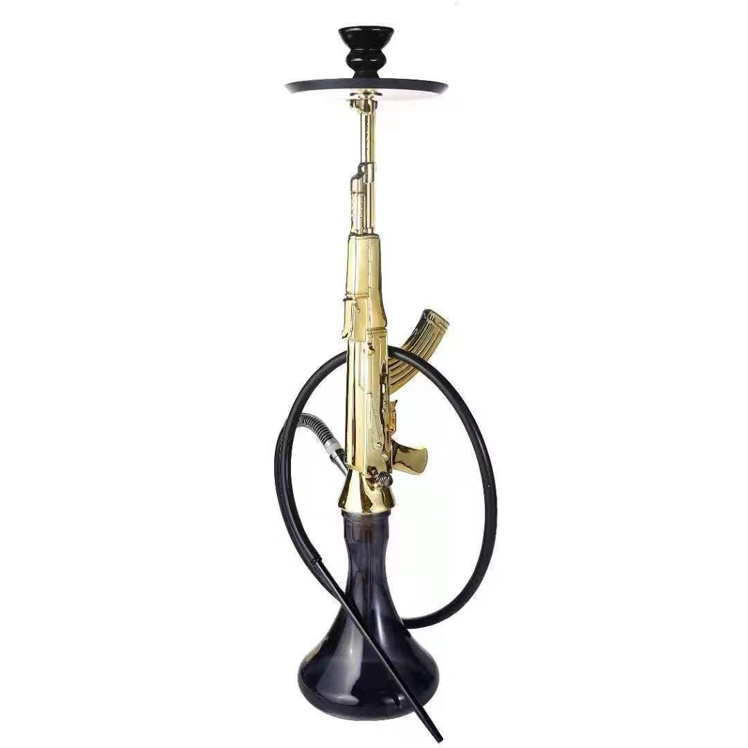 Good Quality wholesale pink hookah gold gun shape huka chicha Resin ak47 hookah