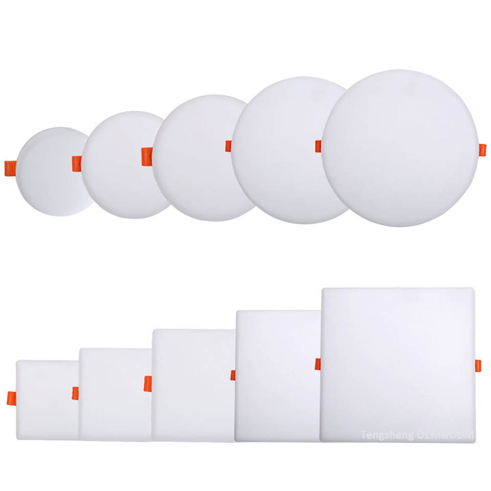 Hot Sale Indoor Lighting Slim Flat Panel Lamp 3W 6W 9W 12W 15W 18W 24W Square Round Commercial Ceiling Recessed Led Panel Light