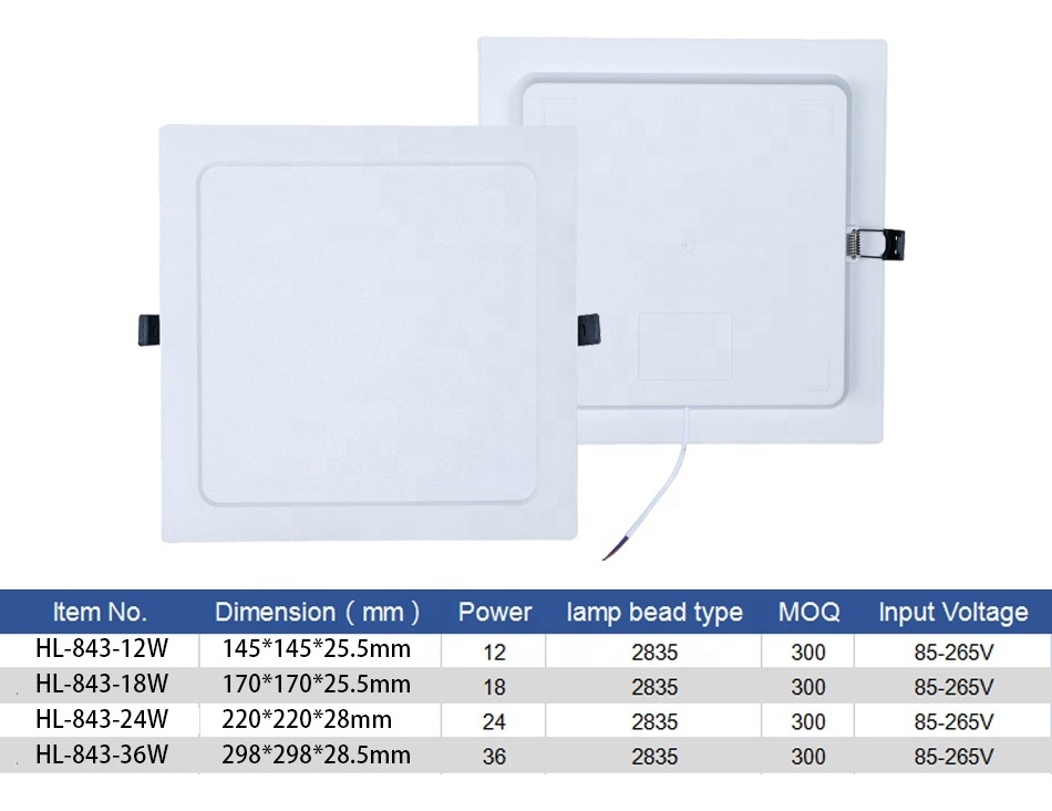 Round Square Ultra Slim 5W 9w 12w 18W 24W 36W 2.5 to10 inch Recessed Ceiling Energy Saving LED Panel Lights