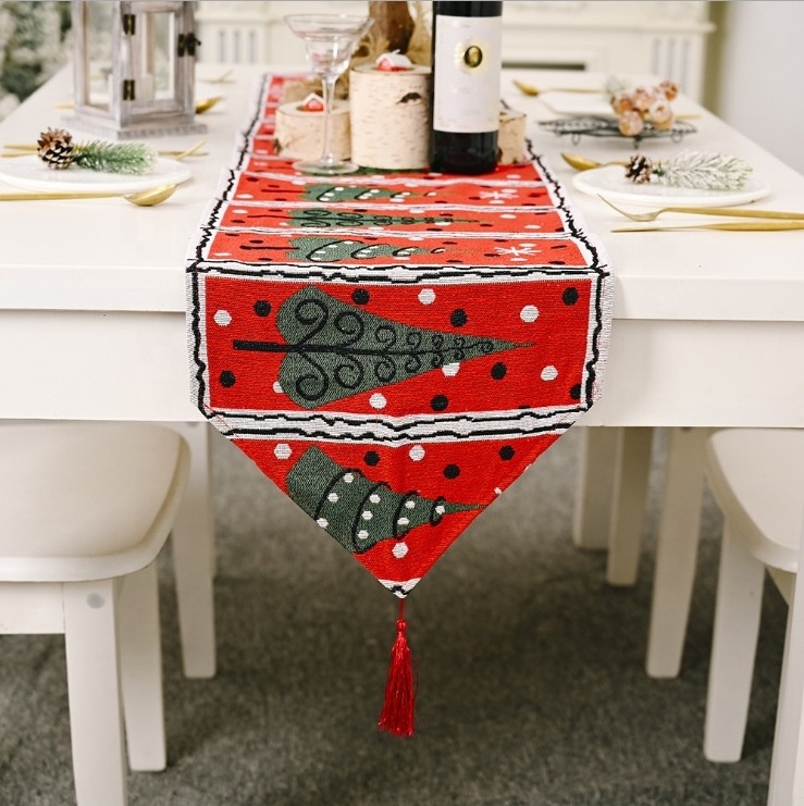 Christmas Garland Table Runner Table Christmas Tapestry Dining Table Runner Woven for Indoor Outdoor Home Party Decor