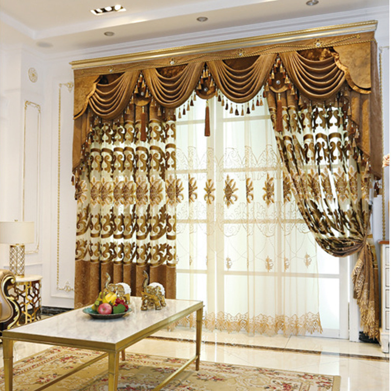 Villa Luxury Embroidery Curtain European Style Embroidered Luxury Curtains for the Living Room and Bedroom