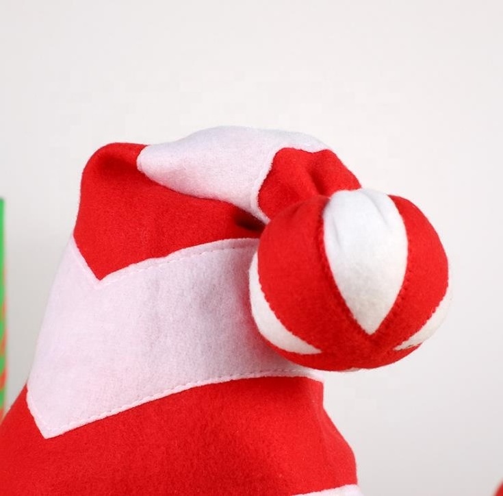 High Quality Christmas Decoration Santa Hat, Party Ball Dress Up Elf Red And White Striped Hat Flannel Christmas Hat