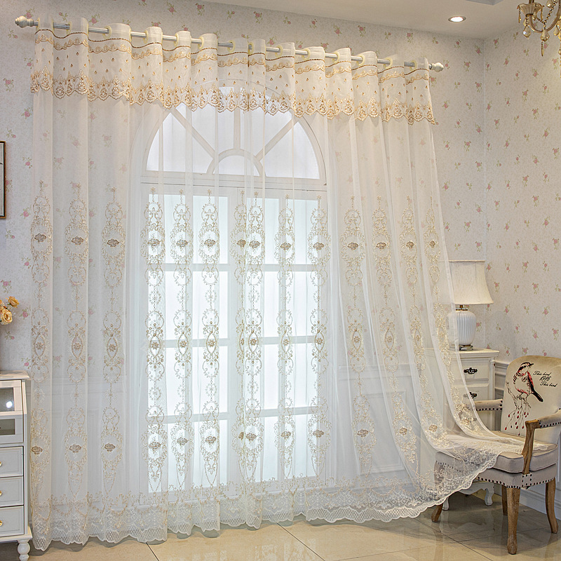 Turkish Luxury Embroidery Sheer High Quality Embroidered Tulle Curtain Wholesale Ready Made Lace Curtain For Living Room