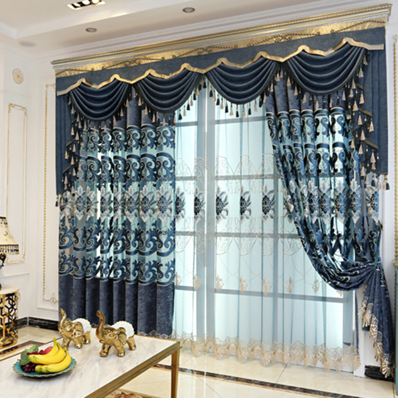 Villa Luxury Embroidery Curtain European Style Embroidered Luxury Curtains for the Living Room and Bedroom