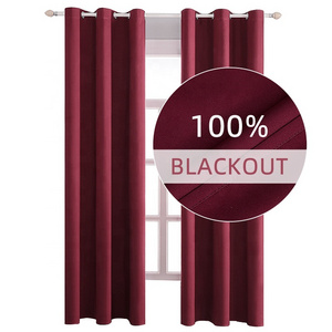 Solid Color Full Light Blocking Drapes Thermal 100% Blackout Curtain Flat Window Hotel Office Curtain Panel