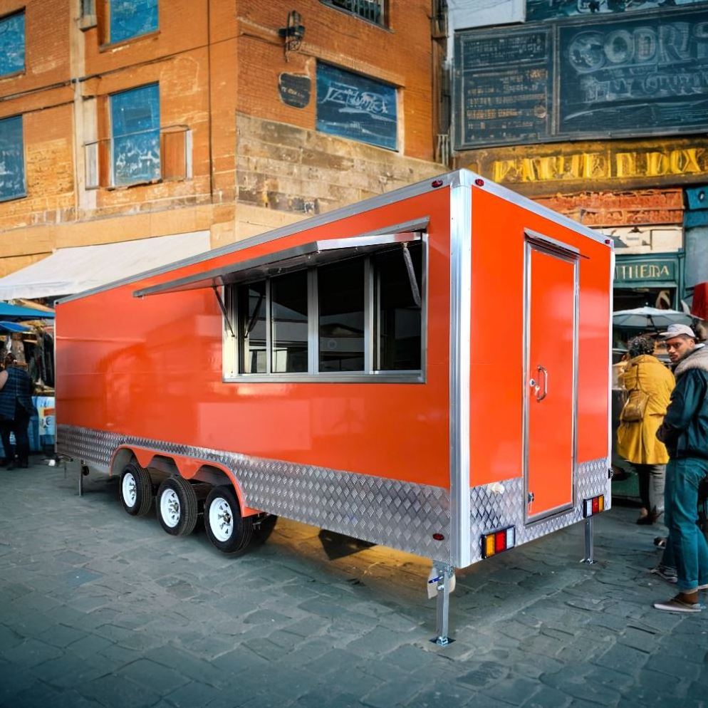 Mobile Kitchen Square Catering Fully Equipped Bbq Grill Food Trailer Remorque Pizza Oven Food Truck For Europe