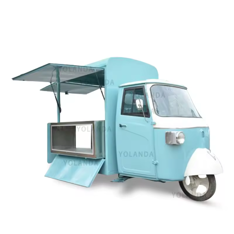 Electric 3 wheels fast food truck ice cream tricycle coffees van for sale