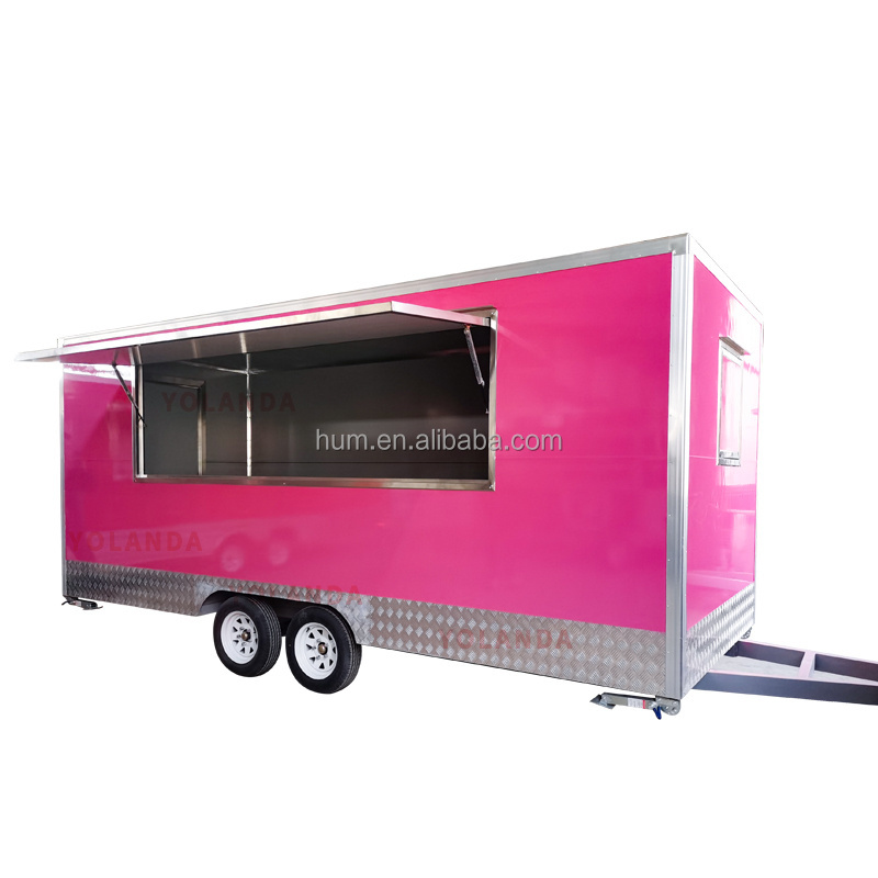 Pizza Taco Truck Mobile Coffee Food Cart Car Trailer With Wheels Food Shop Truck Pink Stock for Sale Philippines