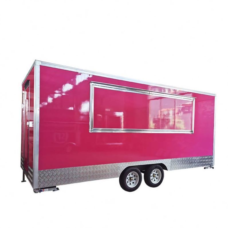 Mobile Kitchen Square Catering Fully Equipped Bbq Grill Food Trailer Remorque Pizza Oven Food Truck For Europe