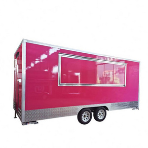 Mobile Kitchen Square Catering Fully Equipped Bbq Grill Food Trailer Remorque Pizza Oven Food Truck For Europe