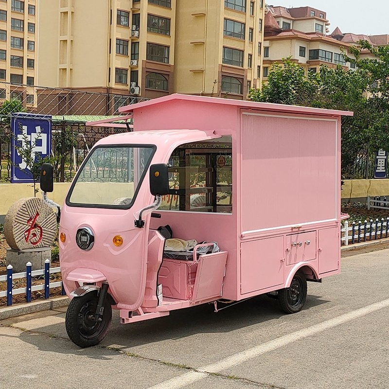 Electric 3 wheels fast food truck ice cream tricycle coffees van for sale