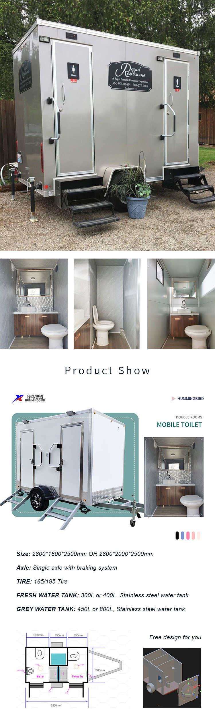 Luxury Container Shower Restroom Combo Toilets Trailer and Shower Outdoor Bathroom Mobile Portable Event Mobile Toilet For Sale