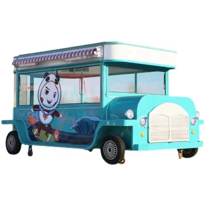 Concession Stand Ice Cream cart Mobile food truck Coffee Van Drivable Electric Food trailer with Grill and bar