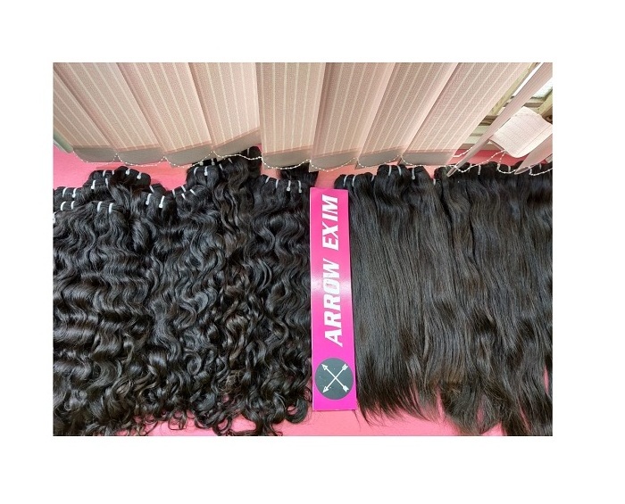 straight Indian Machine Weft Single drawn natural Human Hair 100-gram Bundles sourced from temples.