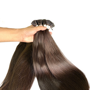 Wholesale Remy Russian I Tip Human Hair Extensions Keratin Micro Link Raw Virgin Hair Pre Bonded I Tip Hair Extensions