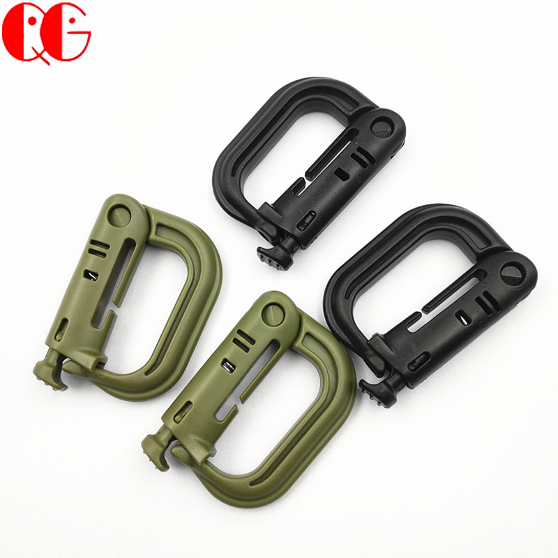 Hanging Spring Snap Key Chain Clip Hook Screw Lock Buckles Plastic D Ring Shape Buckle Tactical Carabiners Climbing D Rings